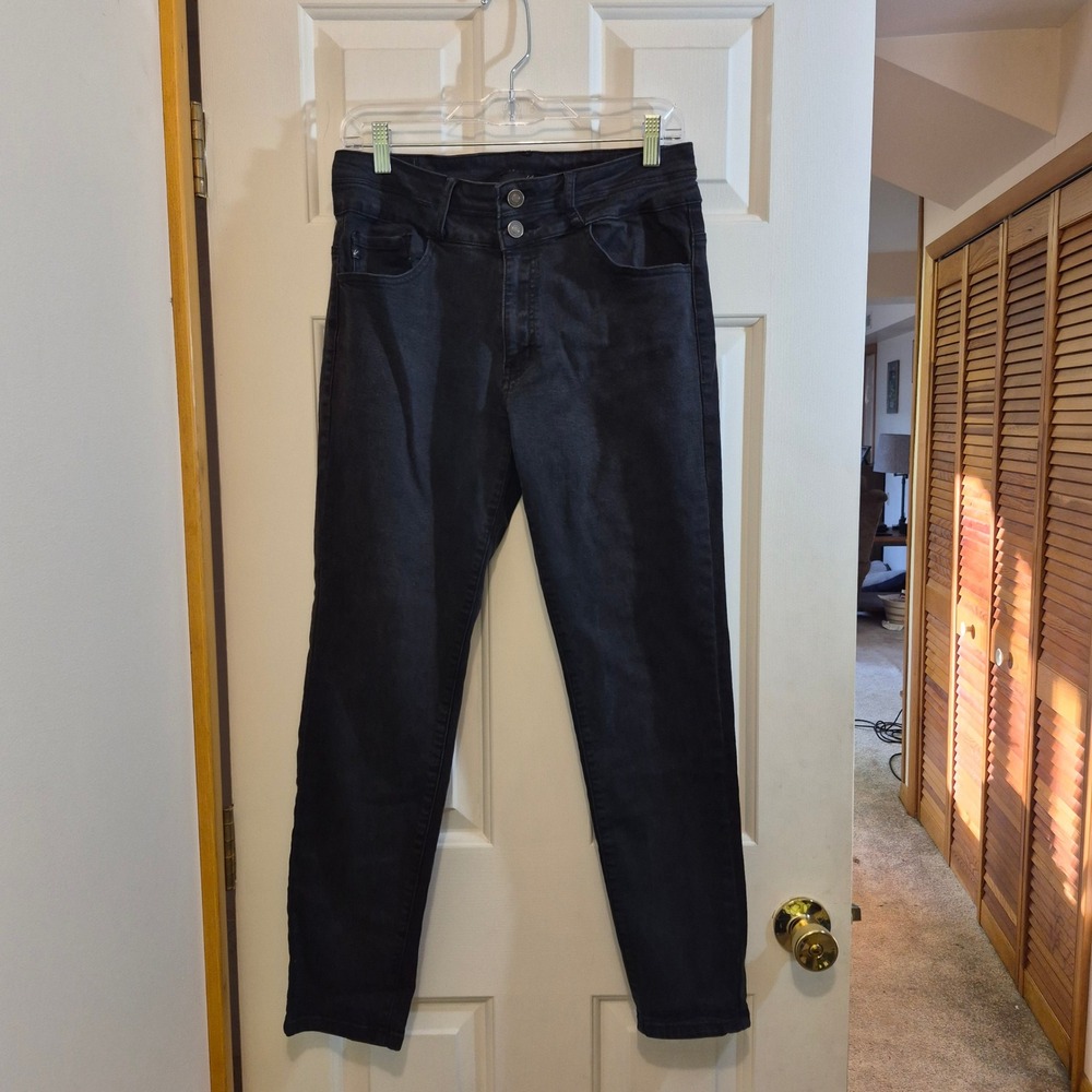 KanCan Black High Rise Skinny Jeans VBK1254R Womens Size 30 Double Button Fly‎